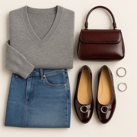 Stuart Weitzman Burgundy Patent Ballet Flats | Silver Buckle | Fall Office Chic - Picture 7 of 14